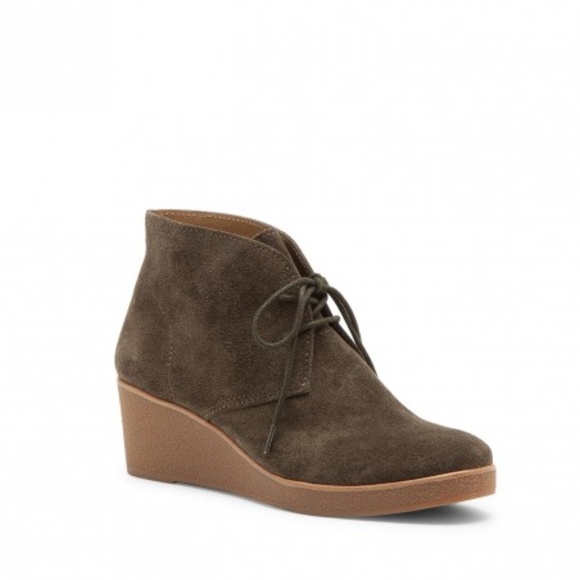 Lucky Brand Shoes - ⬇️ Lucky Brand Junes Suede Wedge Bootie Dark Moss